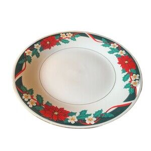 Vintage Tienshan Shallow serving bowl  / Plate 10” Christmas  Deck the Halls